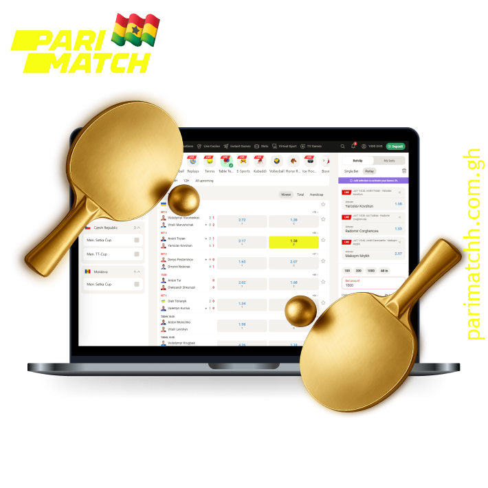 Parimatch offers comprehensive betting services for international table tennis tournaments, leagues, and individual matches